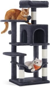 44" Multi-Level Cat Tree: Cozy Cave, Perch, Hammock & Scratching Post