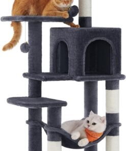 44" Multi-Level Cat Tree: Cozy Cave, Perch, Hammock & Scratching Post