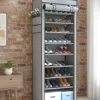 27-Pair Portable Shoe Storage Cabinet – Dust-Proof Organizer with Side Pockets Gray