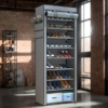 27-Pair Portable Shoe Storage Cabinet – Dust-Proof Organizer with Side Pockets Gray