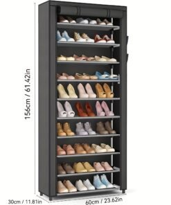 Alternative view of The Ultimate Organizer: 10-Tier Large Capacity Shoe Rack with Dustproof Cover