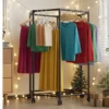 360° Rotating Hexagonal Clothes Rack | 150lb Capacity | Rolling Utility Hanger