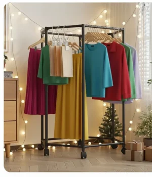 360° Rotating Hexagonal Clothes Rack | 150lb Capacity | Rolling Utility Hanger