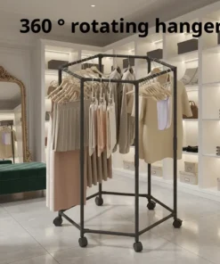 Alternative view of 360° Rotating Hexagonal Rolling Rack |150lb Capacity